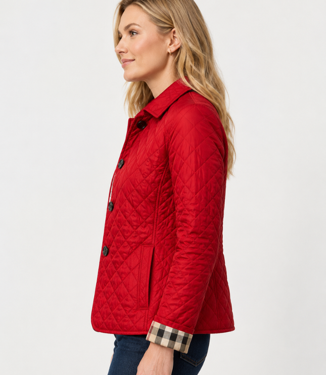Women's Waist-Shaped Zip Pocket Quilted Jacket