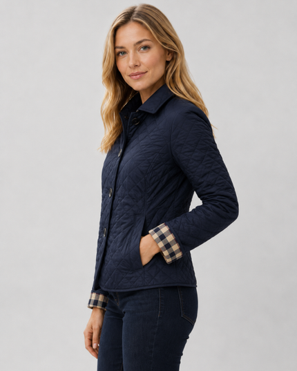Women's Waist-Shaped Zip Pocket Quilted Jacket