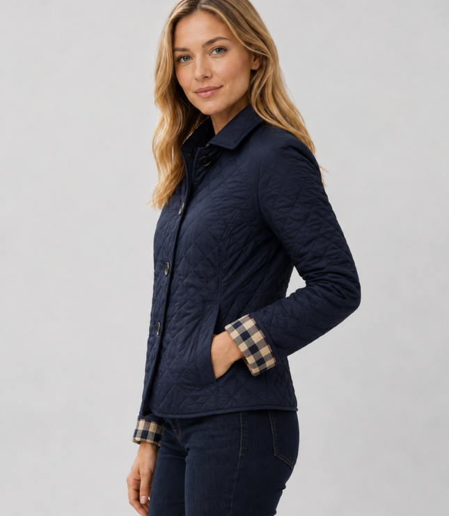 Women's Waist-Shaped Zip Pocket Quilted Jacket