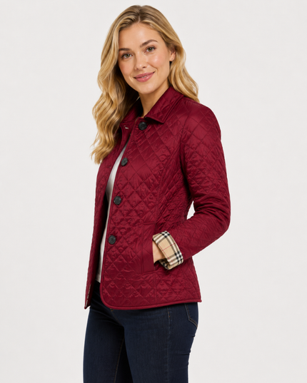 Women's Waist-Shaped Zip Pocket Quilted Jacket