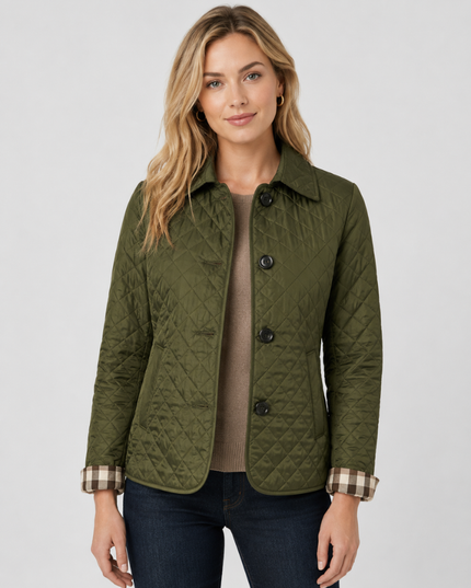 Women's Waist-Shaped Zip Pocket Quilted Jacket