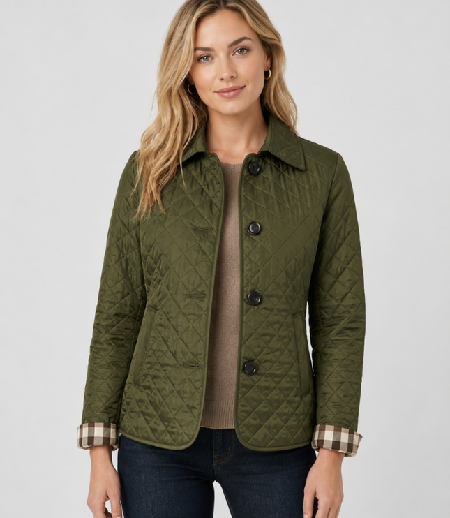 Women's Waist-Shaped Zip Pocket Quilted Jacket