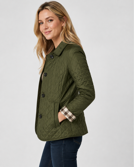 Women's Waist-Shaped Zip Pocket Quilted Jacket