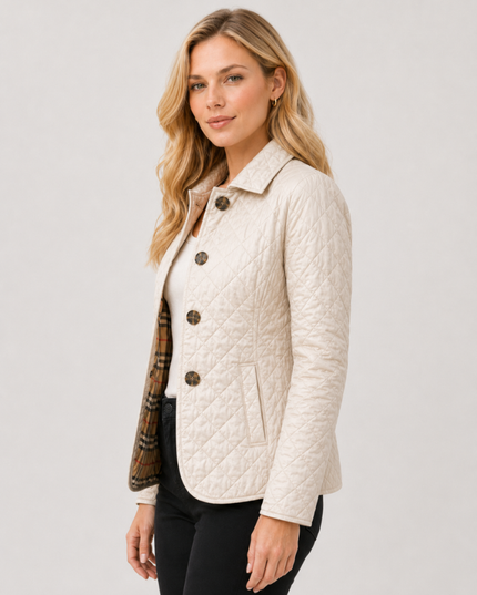 Women's Waist-Shaped Zip Pocket Quilted Jacket