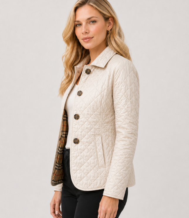 Women's Waist-Shaped Zip Pocket Quilted Jacket