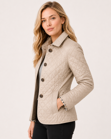 Women's Waist-Shaped Zip Pocket Quilted Jacket