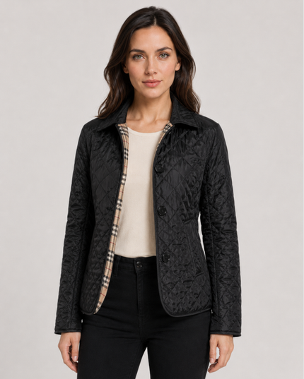 Women's Waist-Shaped Zip Pocket Quilted Jacket