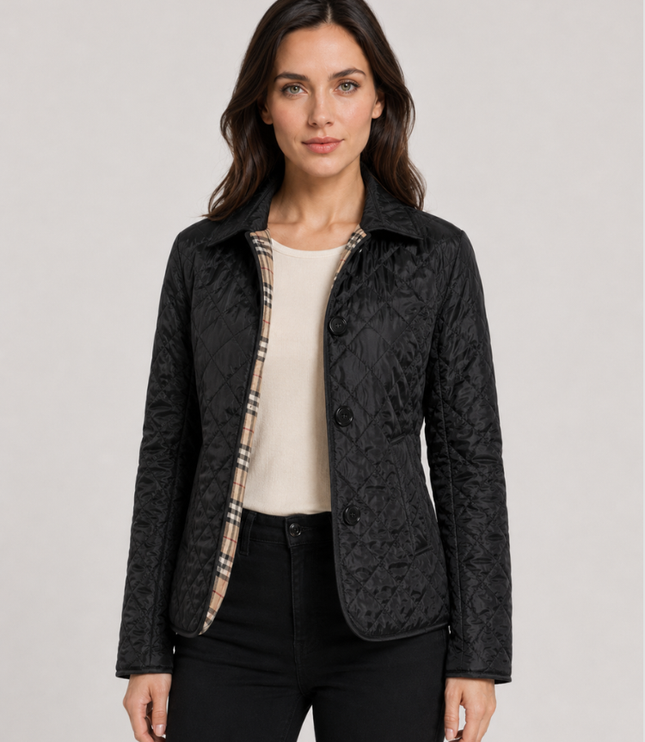 Women's Waist-Shaped Zip Pocket Quilted Jacket