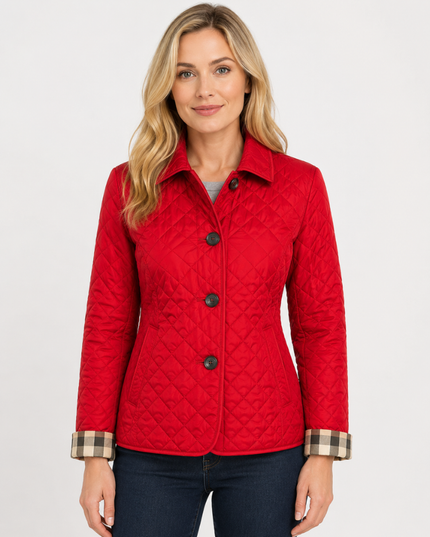 Women's Waist-Shaped Zip Pocket Quilted Jacket
