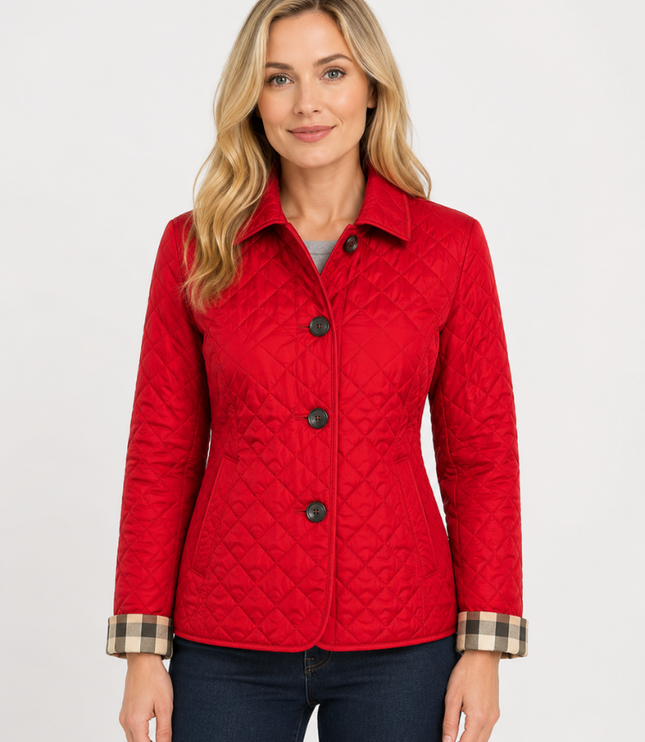 Women's Waist-Shaped Zip Pocket Quilted Jacket