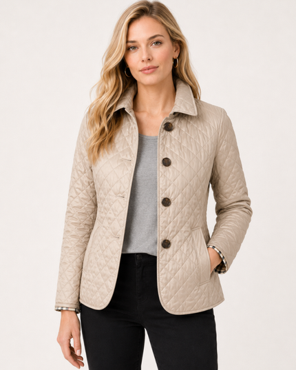 Women's Waist-Shaped Zip Pocket Quilted Jacket