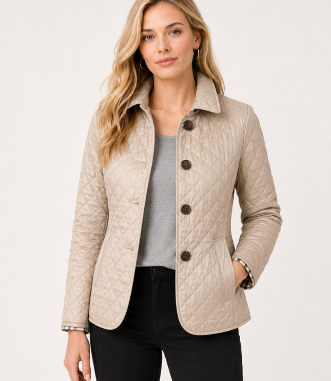 Women's Waist-Shaped Zip Pocket Quilted Jacket