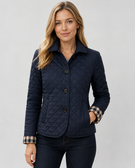 Women's Waist-Shaped Zip Pocket Quilted Jacket