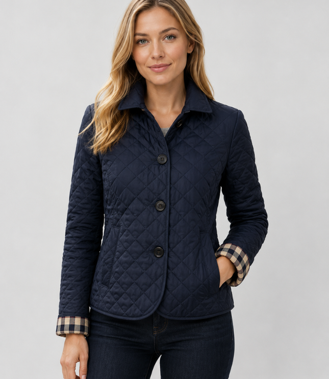 Women's Waist-Shaped Zip Pocket Quilted Jacket