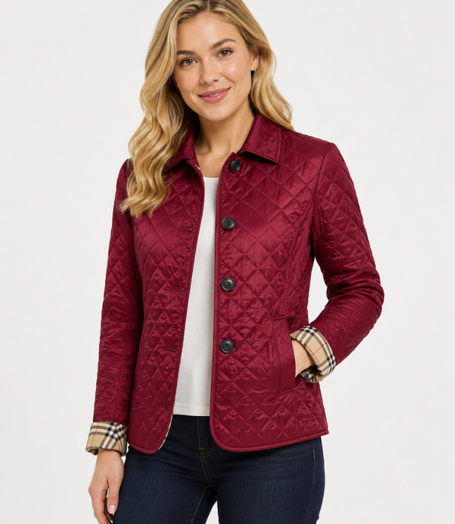 Women's Waist-Shaped Zip Pocket Quilted Jacket
