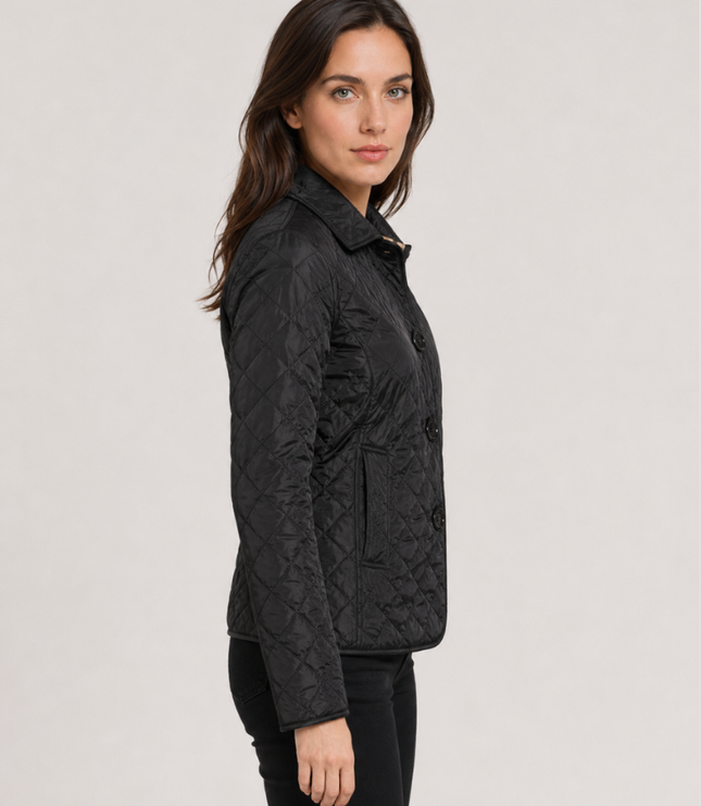 Women's Waist-Shaped Zip Pocket Quilted Jacket