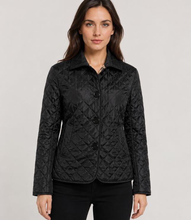 Women's Waist-Shaped Zip Pocket Quilted Jacket