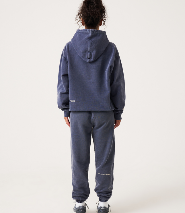 Women's Washed Blue Dotted Graphic Hoodie
