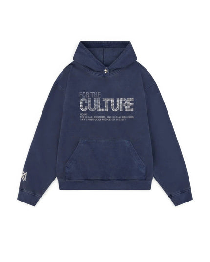 Women's Washed Blue Dotted Graphic Hoodie