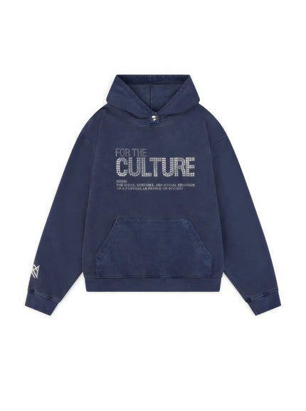 Women's Washed Blue Dotted Graphic Hoodie