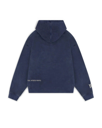 Women's Washed Blue Dotted Graphic Hoodie