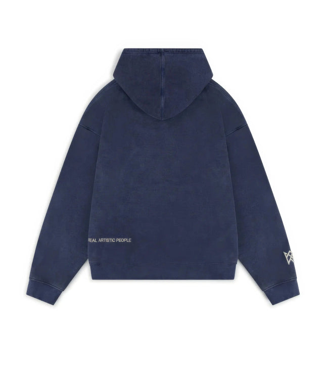 Women's Washed Blue Dotted Graphic Hoodie