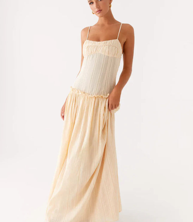 Vestido maxi fluido con cintura caída para invitada de boda mujer