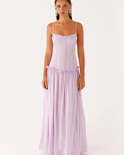 Vestido maxi fluido con cintura caída para invitada de boda mujer
