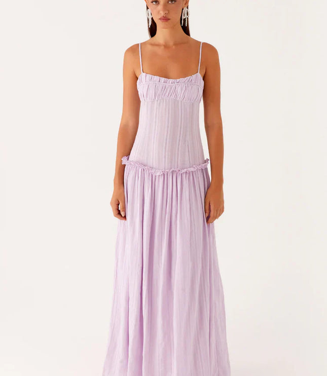 Vestido maxi fluido con cintura caída para invitada de boda mujer