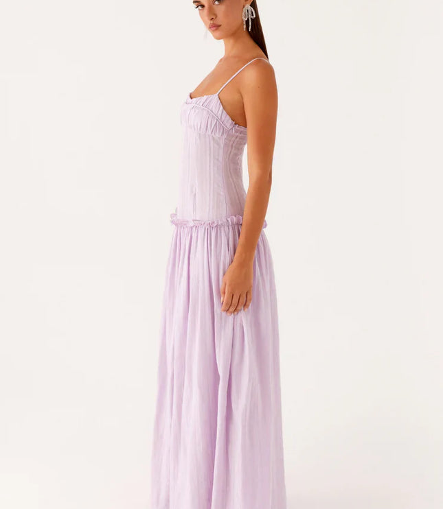 Vestido maxi fluido con cintura caída para invitada de boda mujer