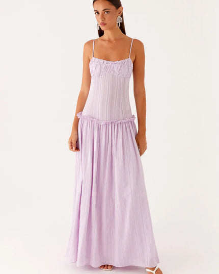 Vestido maxi fluido con cintura caída para invitada de boda mujer