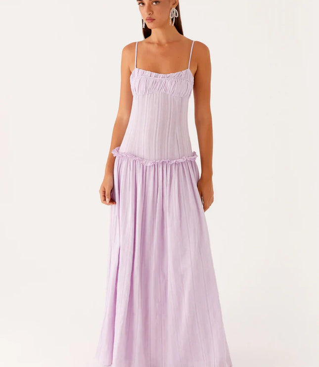 Vestido maxi fluido con cintura caída para invitada de boda mujer