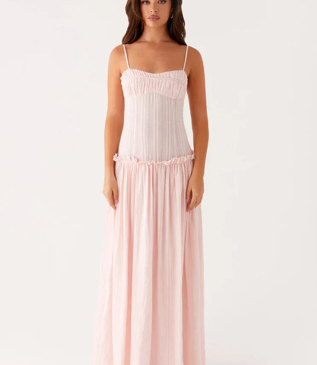 Vestido maxi fluido con cintura caída para invitada de boda mujer