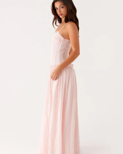 Vestido maxi fluido con cintura caída para invitada de boda mujer