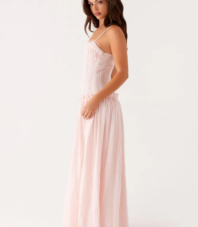 Vestido maxi fluido con cintura caída para invitada de boda mujer