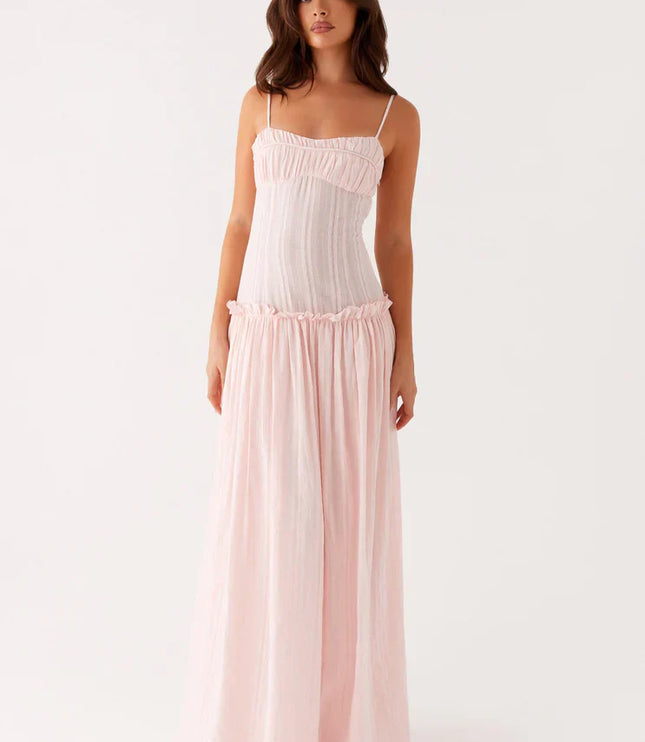 Vestido maxi fluido con cintura caída para invitada de boda mujer