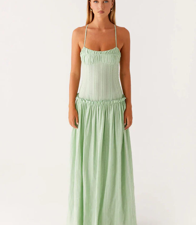 Vestido maxi fluido con cintura caída para invitada de boda mujer