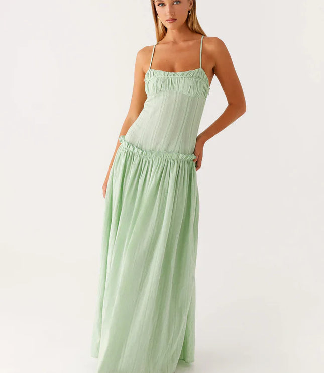 Vestido maxi fluido con cintura caída para invitada de boda mujer