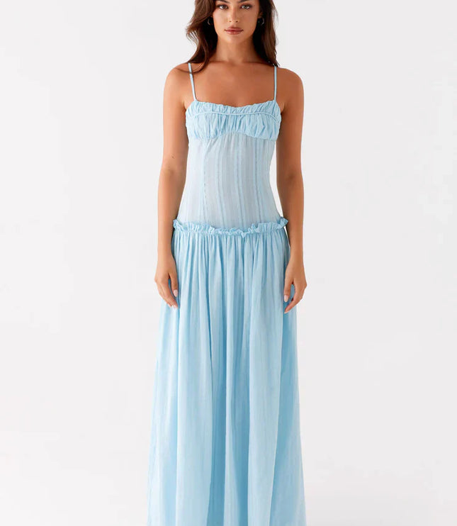 Vestido maxi fluido con cintura caída para invitada de boda mujer