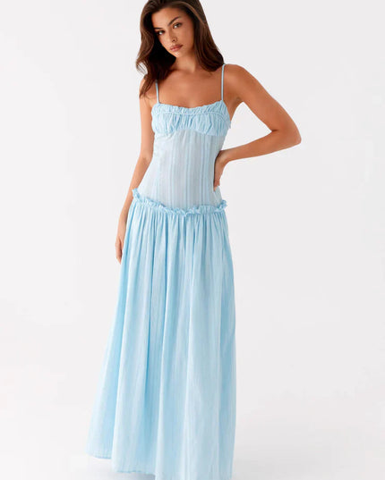 Vestido maxi fluido con cintura caída para invitada de boda mujer