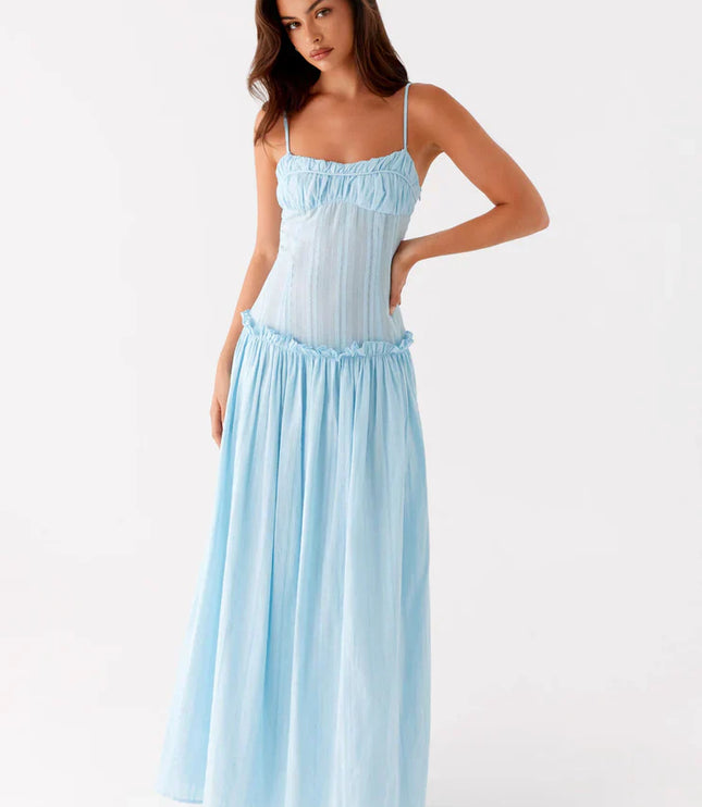 Vestido maxi fluido con cintura caída para invitada de boda mujer