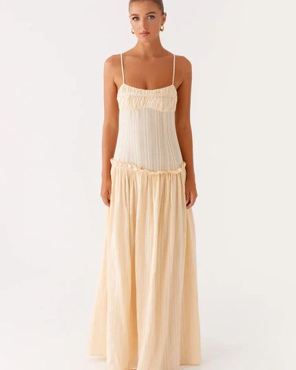 Vestido maxi fluido con cintura caída para invitada de boda mujer