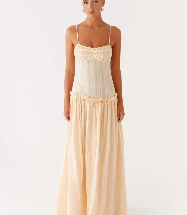 Vestido maxi fluido con cintura caída para invitada de boda mujer