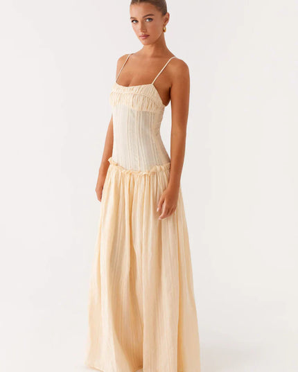 Vestido maxi fluido con cintura caída para invitada de boda mujer