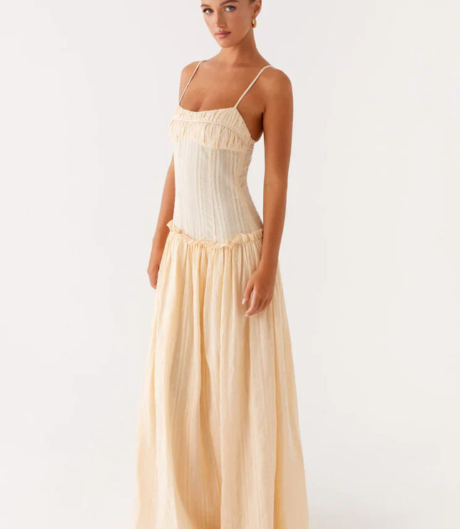 Vestido maxi fluido con cintura caída para invitada de boda mujer