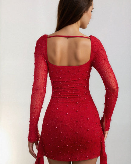 Vestido mini ajustado con adornos para invitada de boda para mujer
