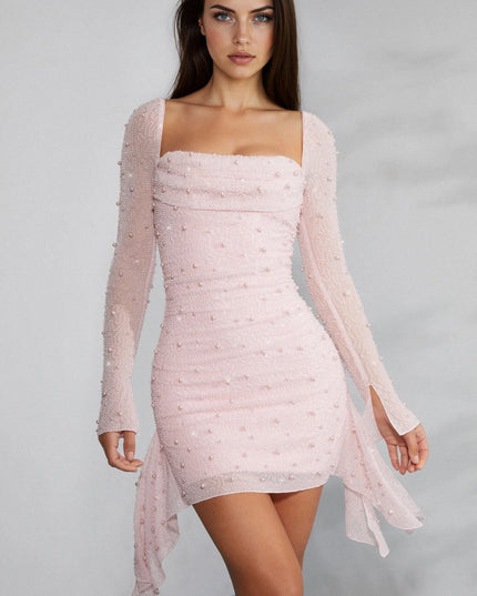 Vestido mini ajustado con adornos para invitada de boda para mujer