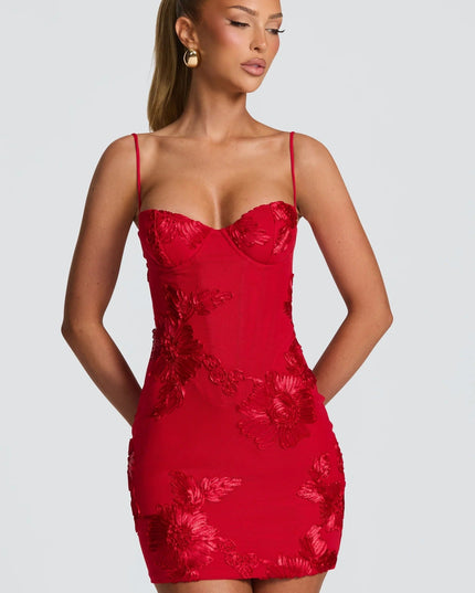 Women's Wedding Guest Floral Corset Mini Dress
