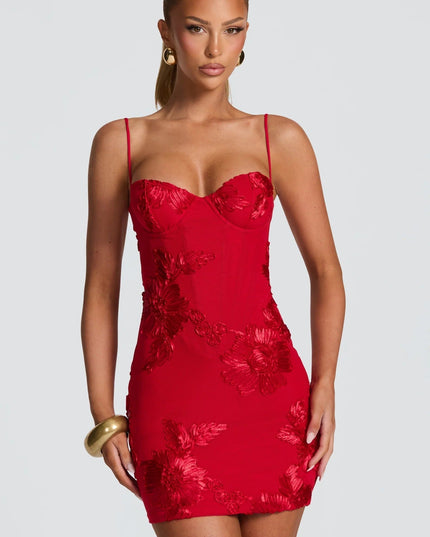 Women's Wedding Guest Floral Corset Mini Dress