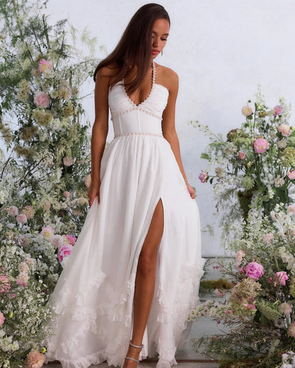 Women's Wedding Guest Floral Halter Maxi Dress - product image 10